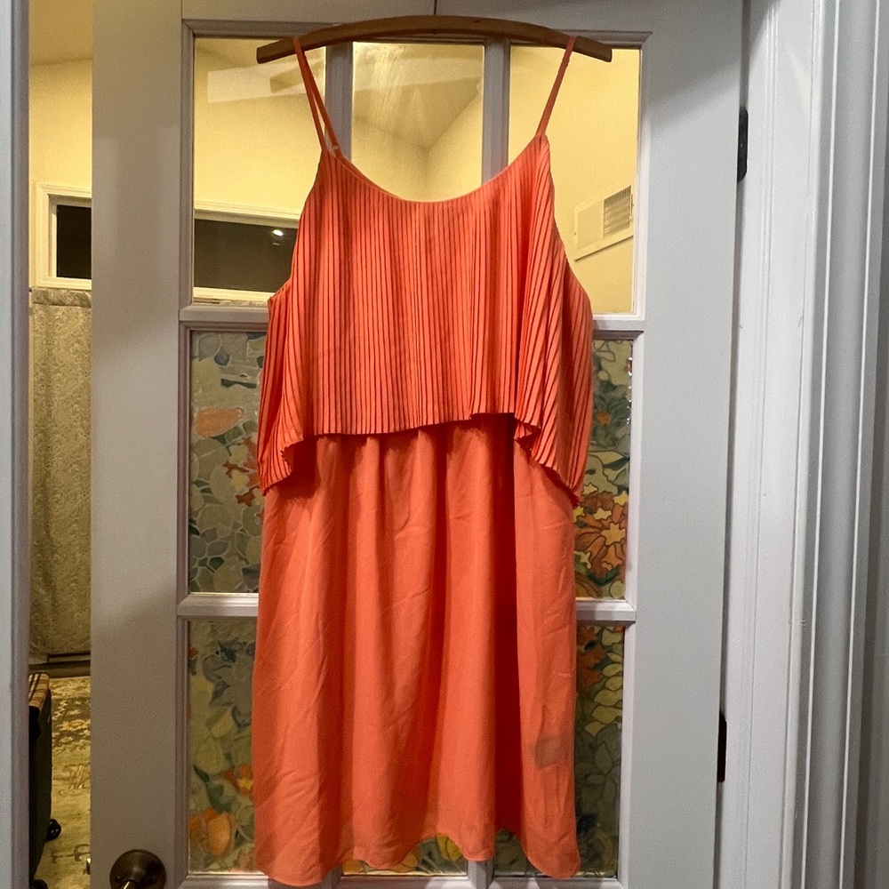 Mossimo Supply Co. Pleated Coral Mini Dress